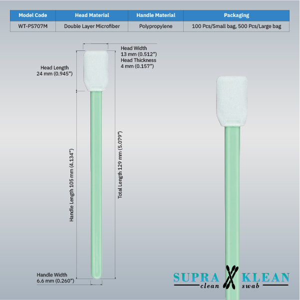 WT-PS707M SupraKlean หัวไมโครไฟเบอร์ ยาวรวม 129 mm บรรจุถุงคลีนรูม WT-PS707M SupraKlean หัวไมโครไฟเบอร์ ยาวรวม 129 mm บรรจุถุงคลีนรูม