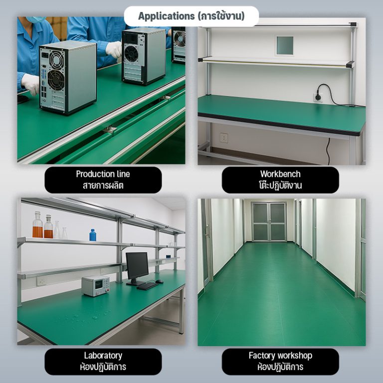 Anti Static ESD Table Mat Green 1m x 10m คุณภาพสูง - baobaothailand