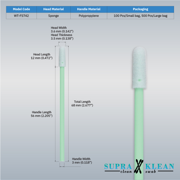 2-Cleanroom Foam Swabs WT-FS742-1 2-Cleanroom Foam Swabs WT-FS742-1