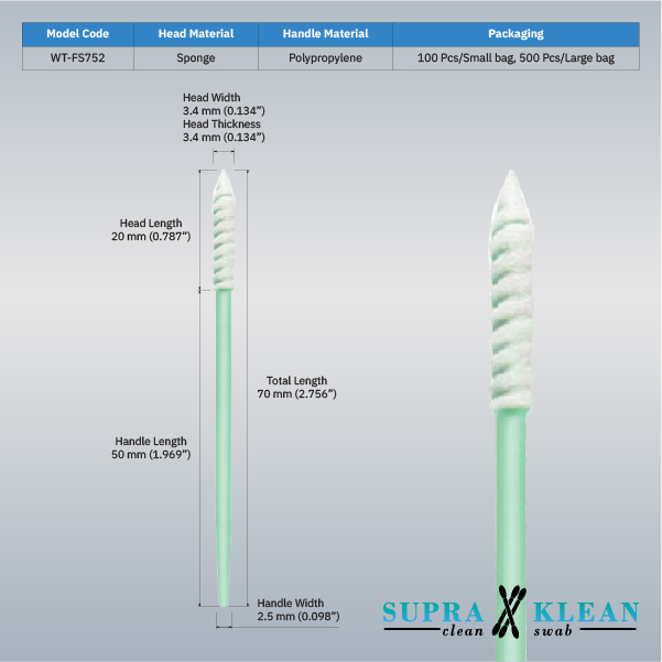 8-Cleanroom Foam Swabs WT-FS752-1 8-Cleanroom Foam Swabs WT-FS752-1