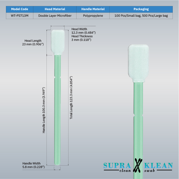 WT-PS713M SupraKlean หัวไมโครไฟเบอร์ ยาวรวม 123.3 mm บรรจุถุงคลีนรูม WT-PS713M SupraKlean หัวไมโครไฟเบอร์ ยาวรวม 123.3 mm บรรจุถุงคลีนรูม