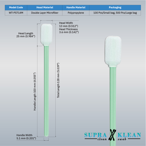 WT-PS714M SupraKlean หัวไมโครไฟเบอร์ ยาวรวม 128 mm บรรจุถุงคลีนรูม WT-PS714M SupraKlean หัวไมโครไฟเบอร์ ยาวรวม 128 mm บรรจุถุงคลีนรูม