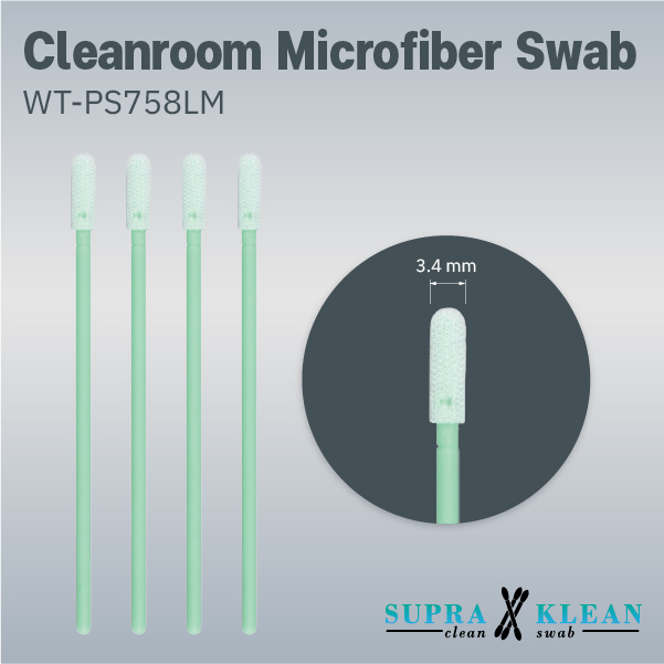 ก้านเช็ดคลีนรูม Microfiber Swab WT-PS758LM หัวแบนบางพิเศษ หัว 3.4 × 1.6 × 11 mm ก้านเช็ดคลีนรูม Microfiber Swab WT-PS758LM หัวแบนบางพิเศษ หัว 3.4 × 1.6 × 11 mm