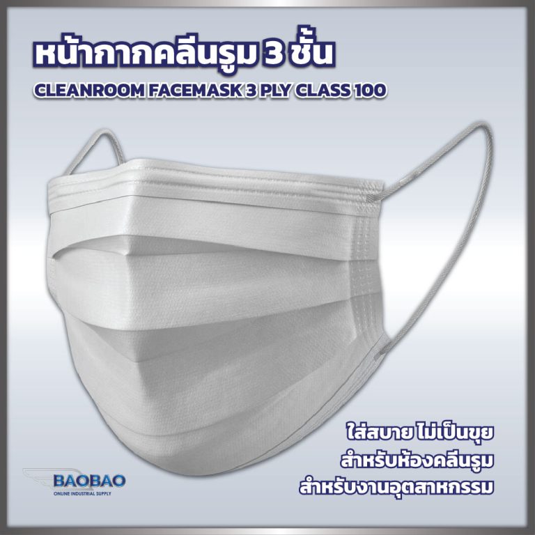 Cleanroom Face Mask 3 Ply Class 100 - baobaothailand
