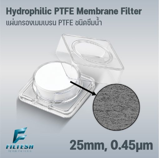 Hydrophilic PTFE Membrane Filter 25mm, 0.45μm