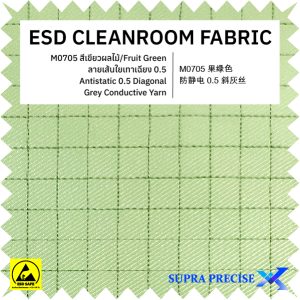 4-M0705 Fruit Green (Light Green) ESD Fabric 0.5 Diagonal Grey Conductive Yarn