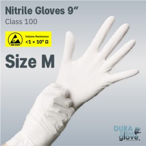 Nitrile Gloves 9” Class 100 Size M