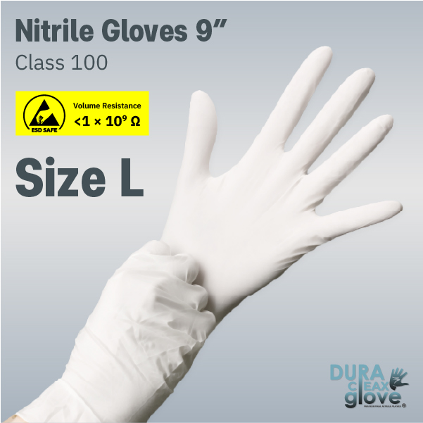 Nitrile Gloves 9” Class 100 Size L