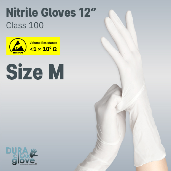 Nitrile Gloves 12” Class 100 Size M