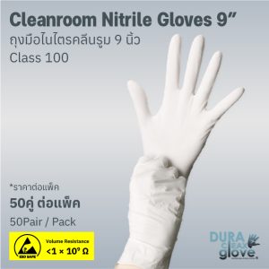 Cleanroom Nitrile Gloves 9” Class100 50 Pair ราคาต่อแพ็ค