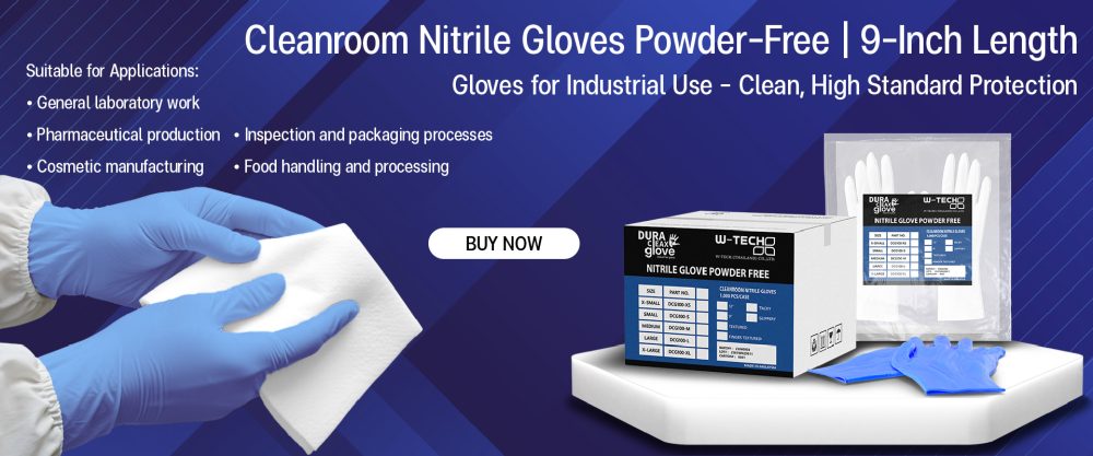Cleanroom Nitrile gloves Powder Free - 9 inches