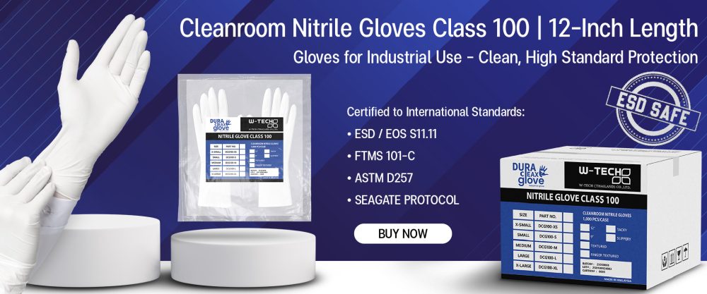 Cleanroom Nitrile gloves class 100 - 12 inches