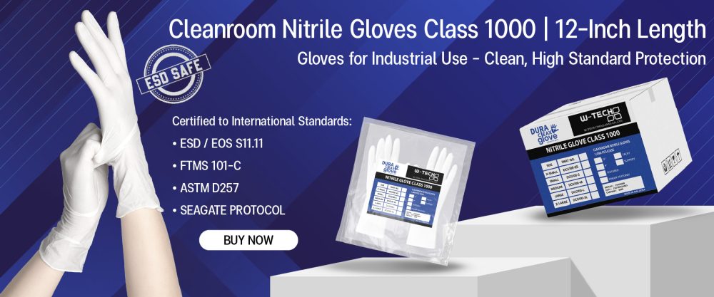 Cleanroom Nitrile gloves class 1000 - 12 inches