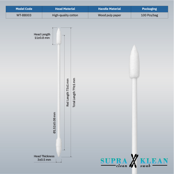 5-Cleanroom Cotton Swabs WT-BB003-1-100 5-Cleanroom Cotton Swabs WT-BB003-1-100