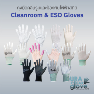 ถุงมือคลีนรูมและป้องกันไฟฟ้าสถิต (ESD & Cleanroom Gloves)