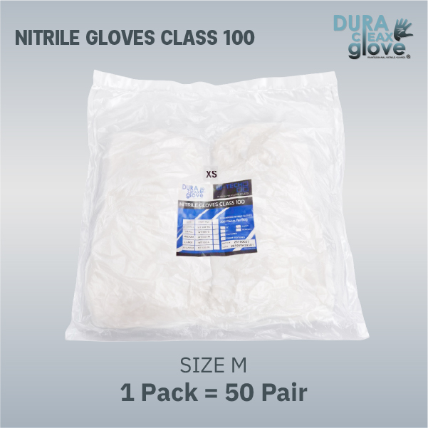 Cleanroom Nitrile Gloves 12” Class 100 Pack 50 Size M