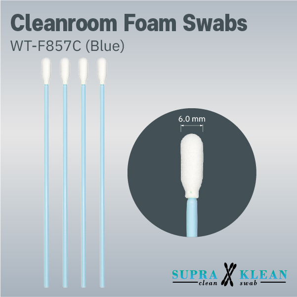 CleanCleanroom Foam Swabs แบรนด์ SupraKlean รุ่น WT-F857C (Blue) หัวฟองน้ำโฟมสีขาวทรงมนแบน ด้ามโพลีโพรพีลีนสีฟ้าเรียวยาวroom Foam Swabs WT-F857C (Blue)-1 Cleanroom Foam Swabs แบรนด์ SupraKlean รุ่น WT-F857C (Blue) หัวฟองน้ำโฟมสีขาวทรงมนแบน ด้ามโพลีโพรพีลีนสีฟ้าเรียวยาว