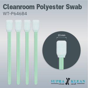 ก้านเช็ดคลีนรูม Polyester Swab WT-P646B4 หัวโพลีเอสเตอร์เสริมฟองน้ำ หัว 15 × 3 × 25 mm