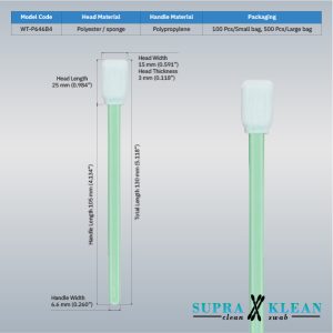 WT-P646B4 SupraKlean หัวโพลีเอสเตอร์เสริมฟองน้ำ ด้าม PP 6.6 mm ยาวรวม 130 mm บรรจุถุงคลีนรูม