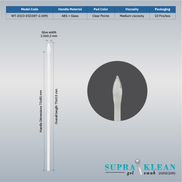 Gel Sticky Swabs WT-2023-ESD387-2.0 (M)(ABS + Glass)-2-100 Gel Sticky Swabs WT-2023-ESD387-2.0 (M)(ABS + Glass)-2-100